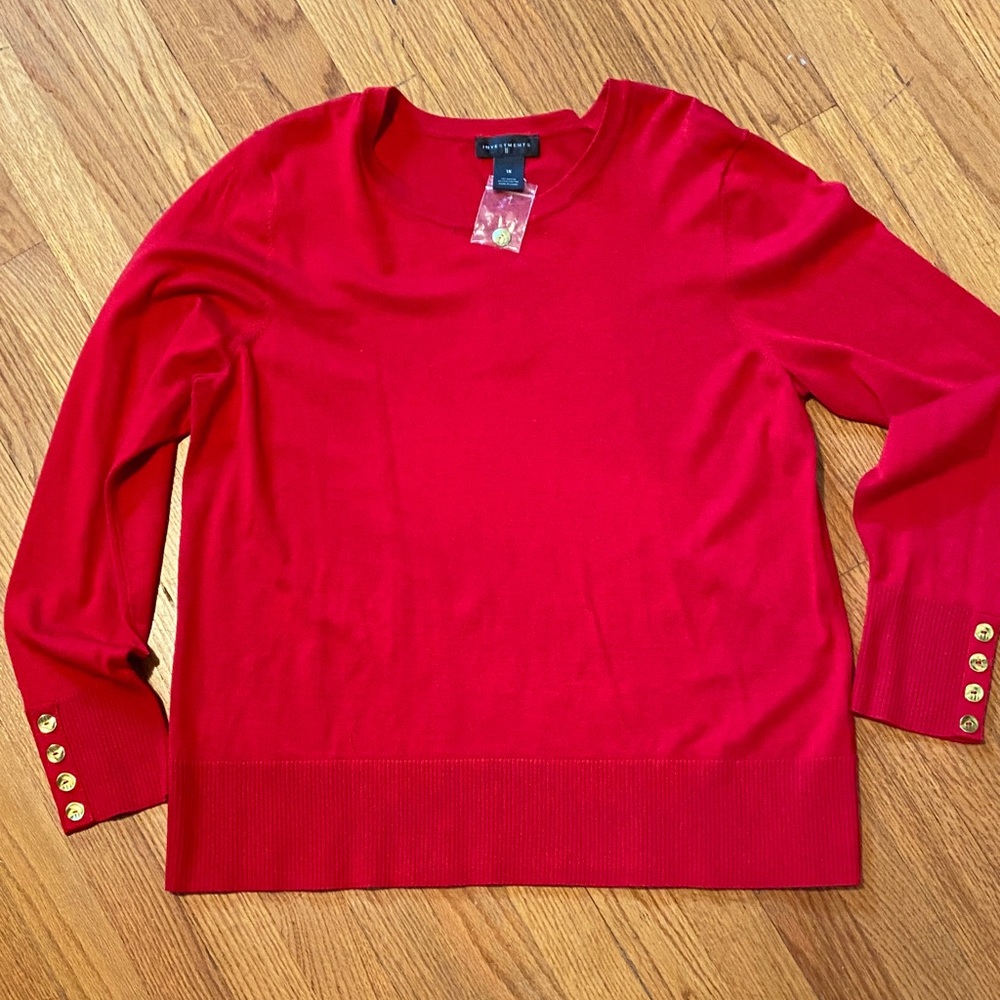 Investments Red Top with Gold Button